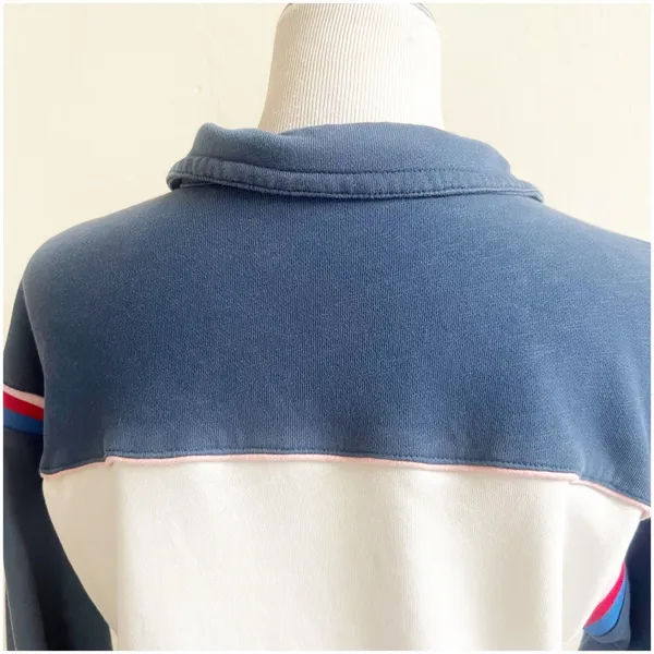 Anthropologie Pilcro 3/4 Zip Pullover Sweater Rugby Style Collared Size XS Blue - Image 10
