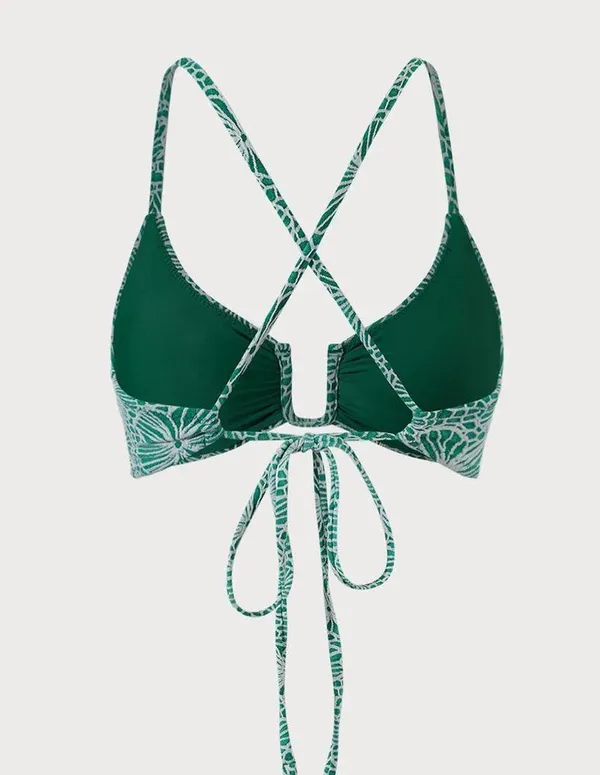 Berlook Green Floral Jacquard U-Ring Bikini Top and bottom 57 - Image 8