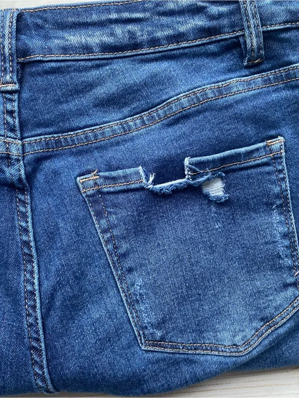 Vervet denim dark wash stretch cuffed slim straight jeans distressed fall winter - Image 5