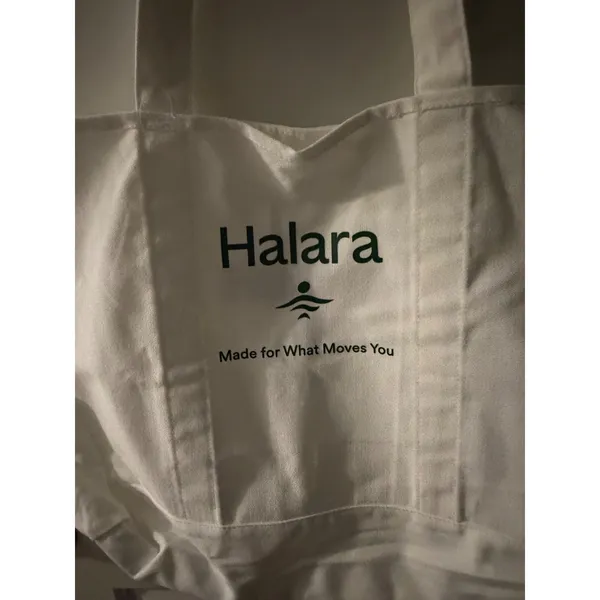 Halara White Canvas Tote Bag Logo Graphic Made for What Moves You Large Gym Bag - Image 2