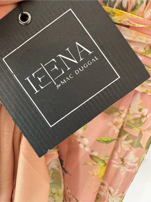 NWT Mac Duggal Ieena 70208 High Neck Floral Print Dress Pink Multi Size 0 - Image 10