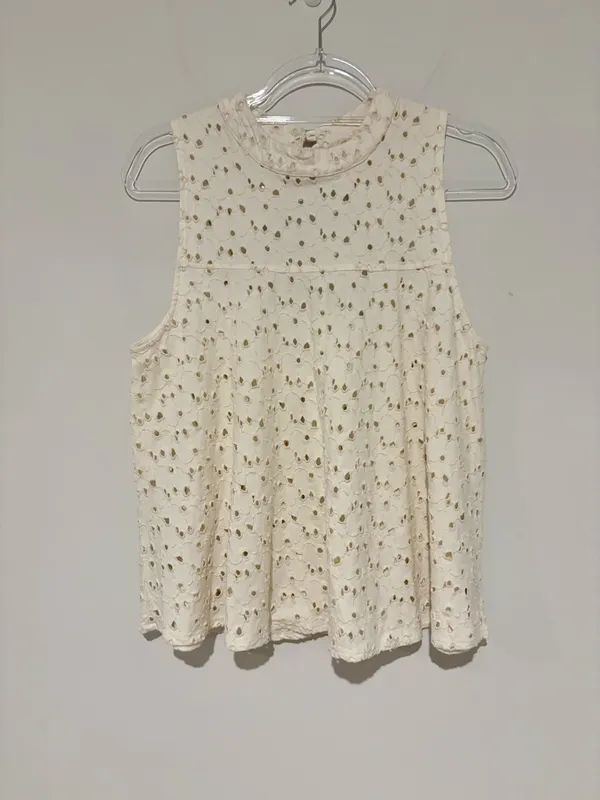 Free People Eyelet Keyhole Tank Top Ivory size Large‎ - Image 2