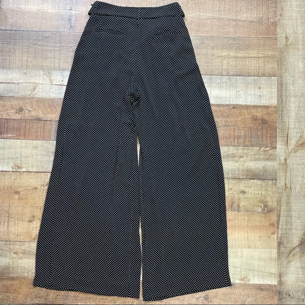 Zara Black/ White Polkadot Wide Leg Pants Size M - Image 4