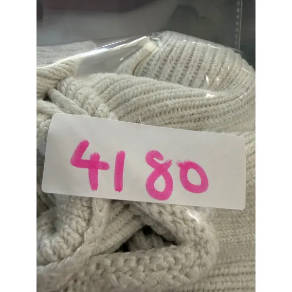 Free People Women Cream Ribbed Knit Cropped Crew Neck Sweater Large 4180 - Image 8