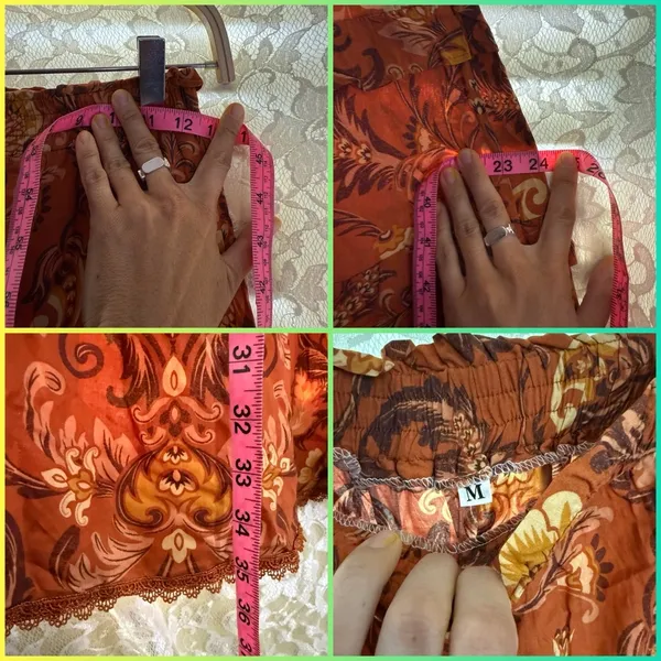 Floral Ruffle midi Skirt - Brown orange yellow medium / small - Image 3