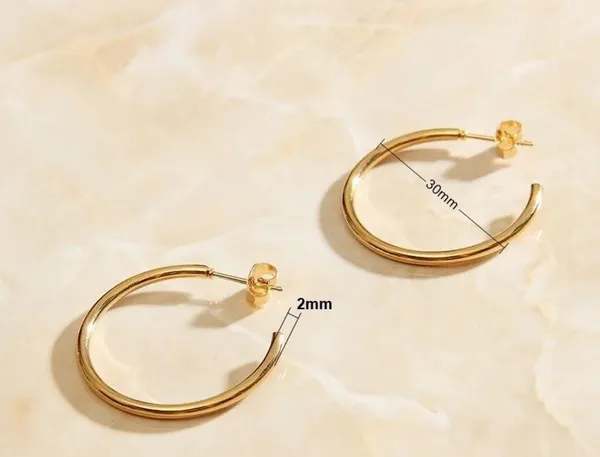 18K Gold Thin 20mm Hoop Earrings - Image 8