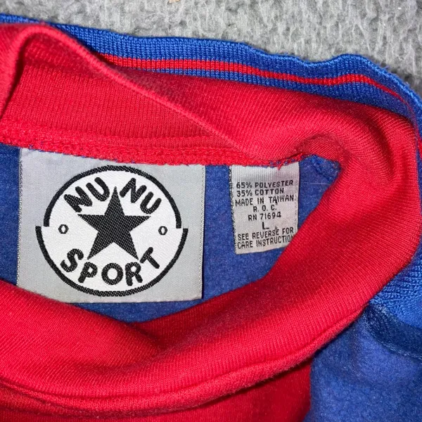 Vintage Nu Nu Sport Quarter Zip‎ Pullover Sweatshirt Teddy Bear Plaid Patch 90s - Image 4