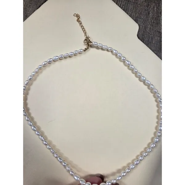 Boutique Shop Faux Pearl Cross Necklace - Image 4