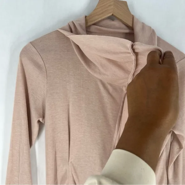 Elegant Lightweight‎ Cotton Blend Ballet Pink Ruffle Zip Front Cardigan Size M - Image 3