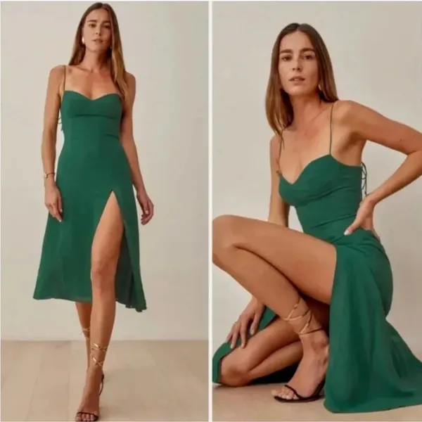 Reformation Juliette Dress Green 4 - Image 5