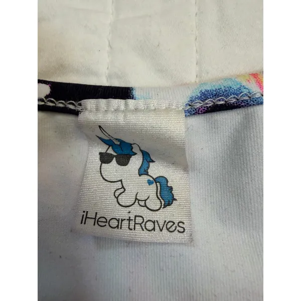 iHeartRaves Psychedelic Neon Keyhole Crop Top & High Waisted Bottoms Rave Set XS - Image 3