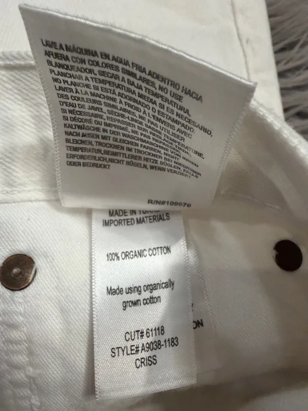 Agolde organic cotton denim criss cross high rise shorts raw hem white 31 - Image 10