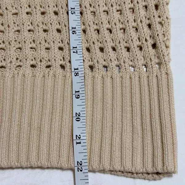 J.Crew Pointelle Crewneck Sweater Women‎ Small Fisherman Knit Dusty Ivory Cotton - Image 11