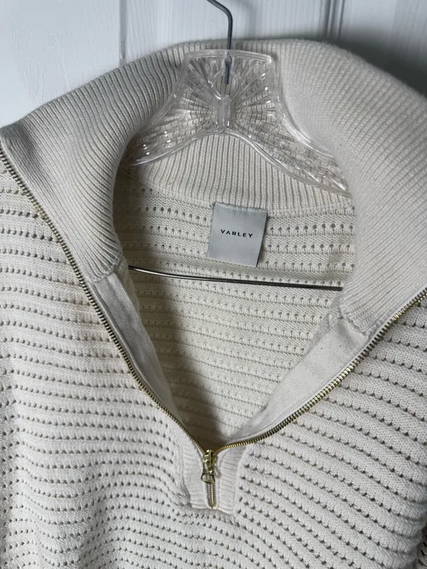 Varley Tara Pointelle Half Zip Sweater S - Image 6
