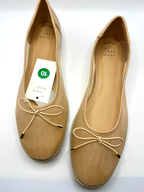 A New Day Beige Mesh Bow Espadrille Ballet Flats Balletcore Coquette Ballerina - Image 5