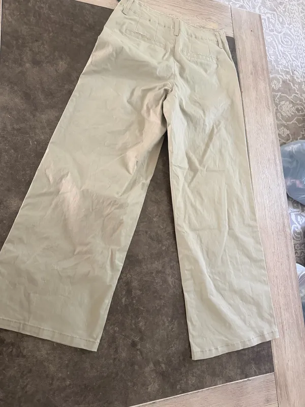 Wild Fable Women's Beige Khaki Wide Leg Raw Hem Waistband Pants - Image 3