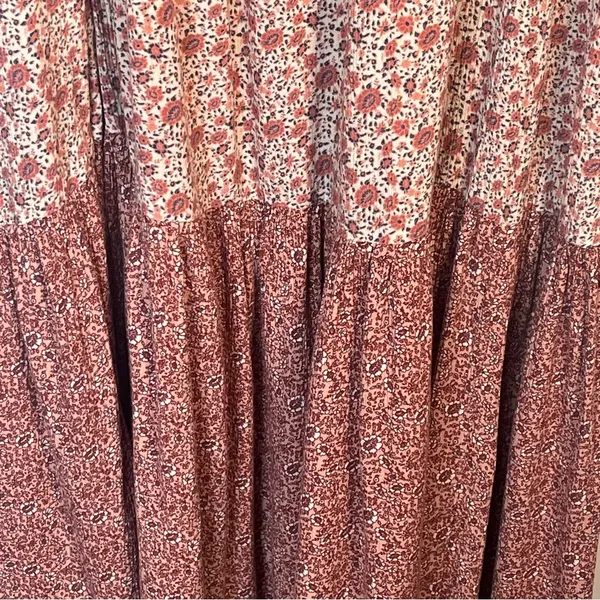 American Eagle Strapless Maxi Dress With Side Slit Sz XL Pink Floral Smocked - Image 6