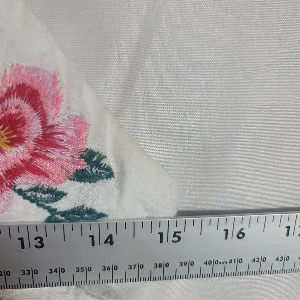 Mi Ami Francescas White Tiered Boho Gauzy Mini Dress Floral Embroidered Size XXS - Image 6