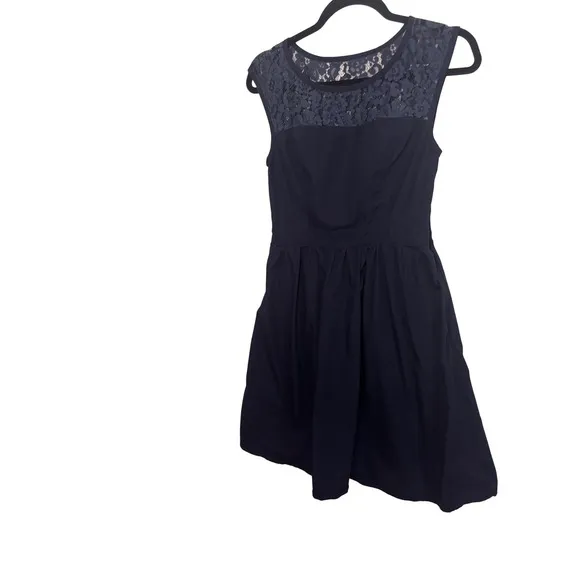 eShakti Navy Blue Lace Fit and Flare Dress Cap Sleeve Size 8 M HOCO Event‎ - Image 2