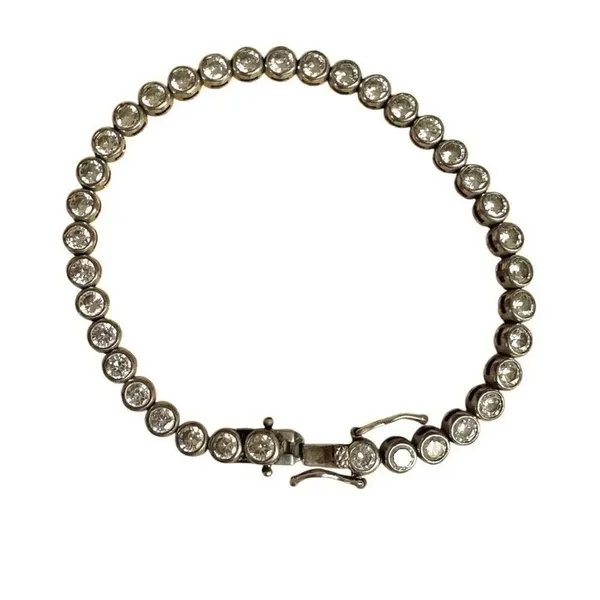 Silver-Tone Bezel-Set Cubic Zirconia Tennis Bracelet - Image 6