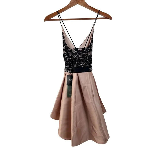 By & By Blush Size 1 Pink Black Sequin Lace Homecoming‎ Dress Pockets Size 1 - Image 8