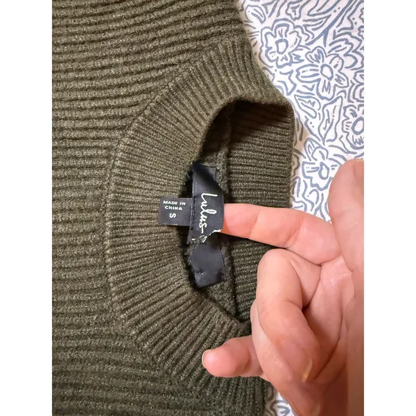 Lulus Size Small Loving You Fondly Olive Green Ribbed Knit Sweater Dress FLAW - Image 4