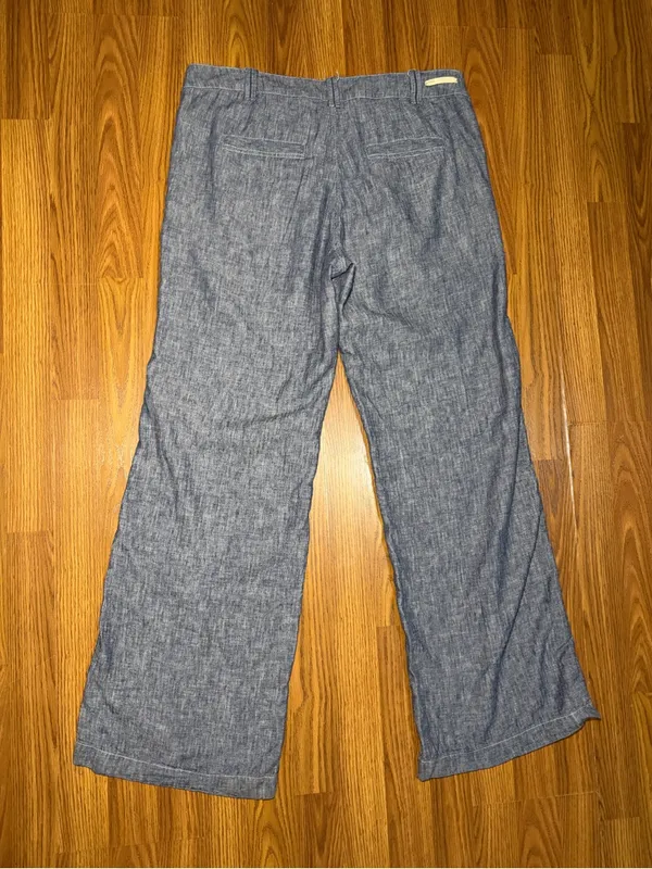 Pilcro x Anthropologie Linen Blend Wide Leg Lightweight Chambray Pants 12. - Image 3