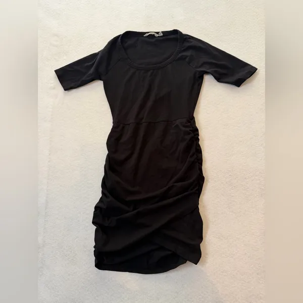 Athleta Black Ruched Bodycon Dress Athletic Stretch Dress Size XXS - Image 2
