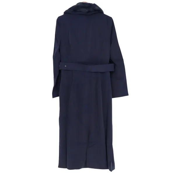 Naked Wardrobe The Statement Trench Coat Womens L Navy Belted Waist Long Sleeve - Image 3