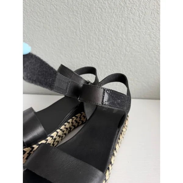 SOREL Cameron Flatform Sandals Women's 9 Black Leather Platform NL4012-010 - Image 8