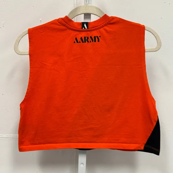 AARMY Women's Cropped Activewear Tank Top EJ1 Bright Orange Small‎ - Image 2