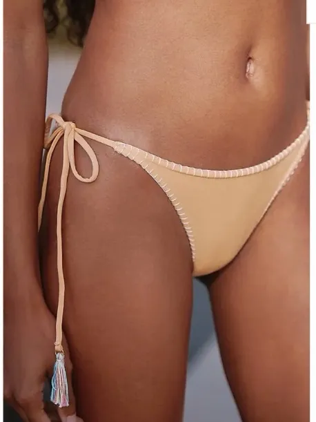 Free People Anthropologie Gold Floral Appliqué Bikini Set Size M - Image 2
