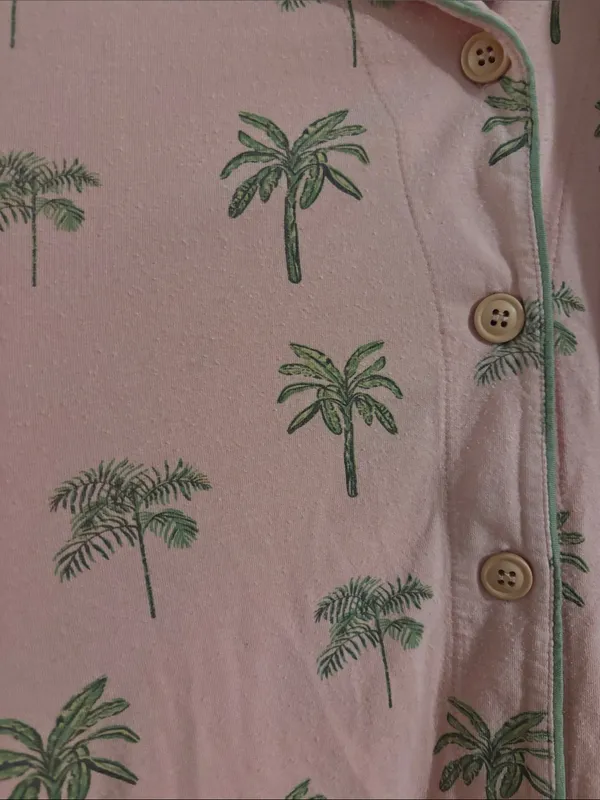 Soft Pink Palm Print Kids Pajama Set - Image 2