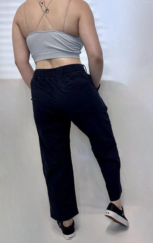 Abercrombie Straight Relaxed Crop Chino Pants - Navy - S - Image 2