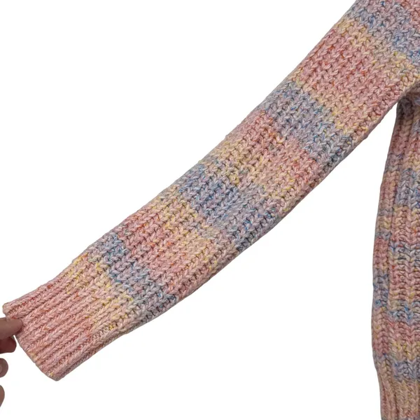 Marine Layer‎ Womens XS Rainbow Stripe Chunky Knit Raglan Sweater Pastel - Image 3