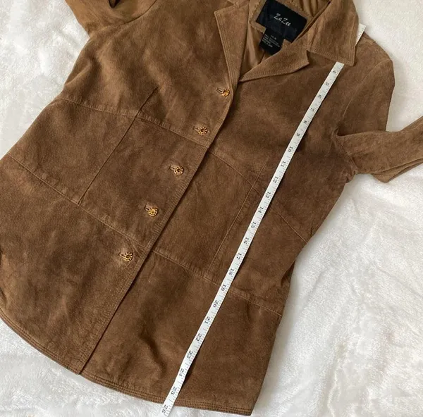 Zazee Jacket Blazer Vintage 100% leather Suede Brown Size M - Image 7