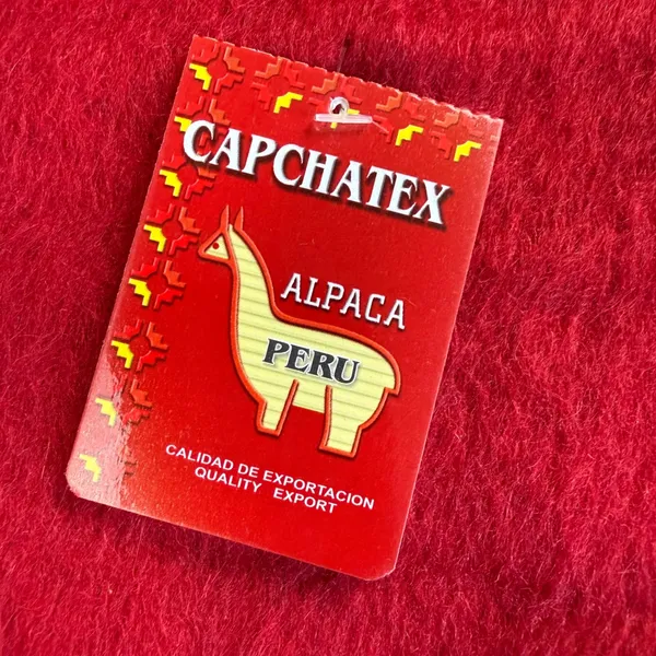 Capchatex Peru Alpaca Wool Scarf Unisex Winter Handmade Red Fringe Holiday Gift - Image 4