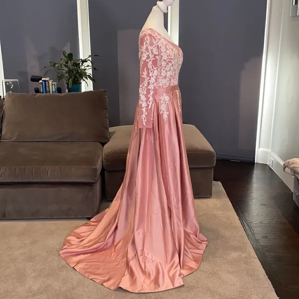 Women’s Dusty Pink One Shoulder Full Length Prom Party Dress Size M **READ** - Image 6