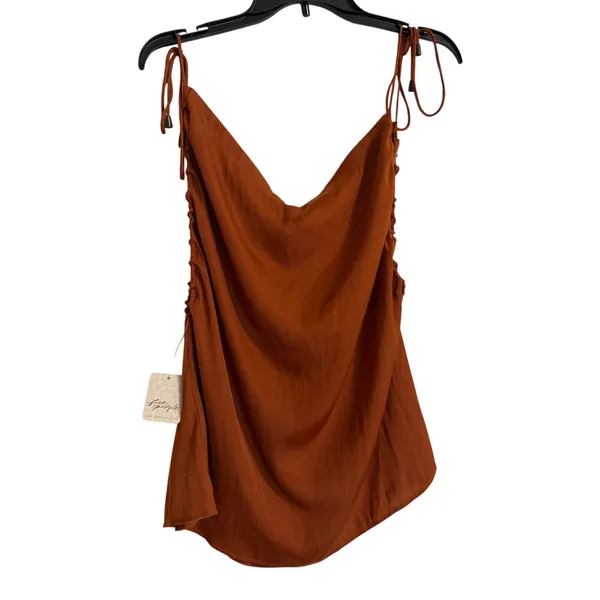 NWT Free People Day To Night Convertible Cowl Neck Satin Cami Top Cinnabar XS - Image 3