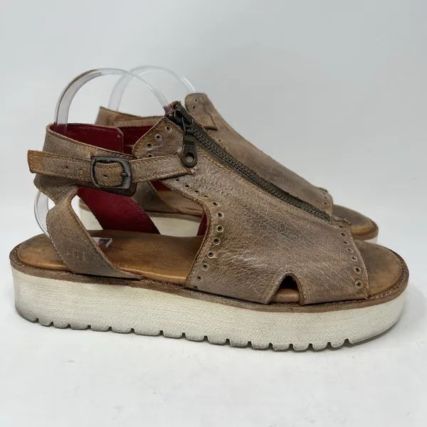 Bed Stu Clancy Buckle Platform Sandals Women's Size 10 Brown Leather Boho Rustic - Image 3