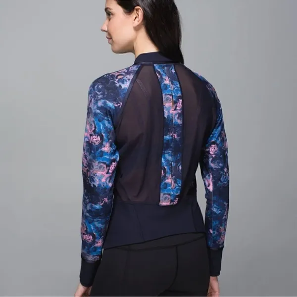 Lululemon If You’re Lucky Jacket in Moody Mirage Bark Berry Navy Floral Zip Up - Image 2