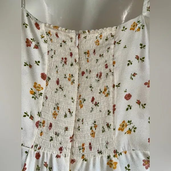 Reformation Cream Floral Long Sleeve Dress - Image 8