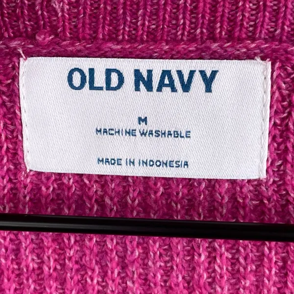 Old Navy V-Neck Melange Shaker Stitch Cocoon Pullover Sweater Berry Pink Medium - Image 7