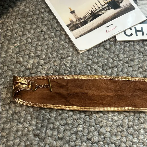 Non Signe Bronze Leather Wrap Belt Size S/M - Image 4