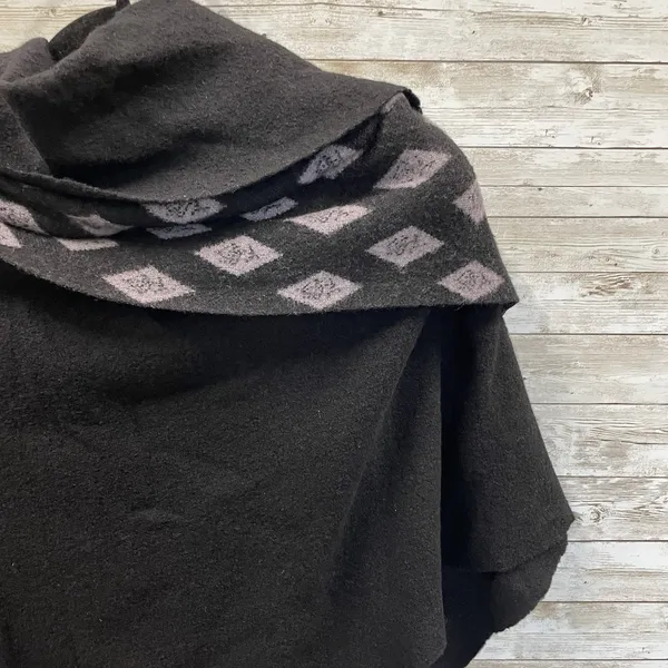 Anthropologie Moth‎ Womens S Wool Shrug Sweater Wrap Cowl Cropped Black Zipper - Image 5