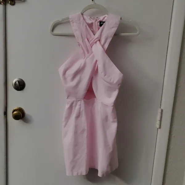 Nasty Gal Light Pink Sleeveless Cut Out Dress S Coquette Girl Pastel Mermaid - Image 3
