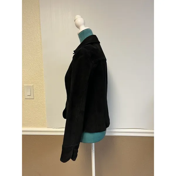 Y2K‎ Dress Barn Black Suede Leather Jacket Women’s Small Snap Front Boho Western - Image 7