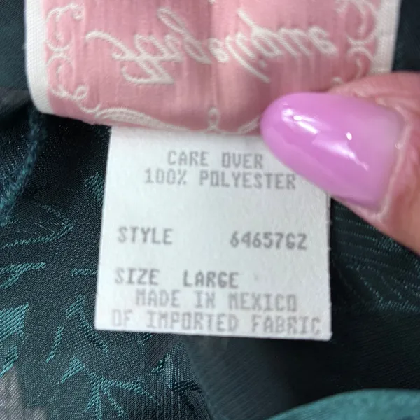 Angelique Nightgown Womens L Green Sheer Leaf Floral Chemise‎ Lingerie Coquette - Image 8