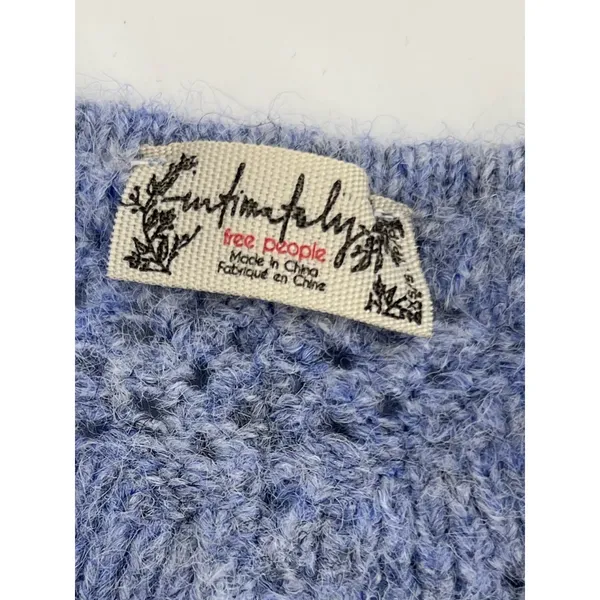 Free People C.O.Z.Y. Pointelle Knit Sweater Sz‎ XS S oversized blue - Image 8