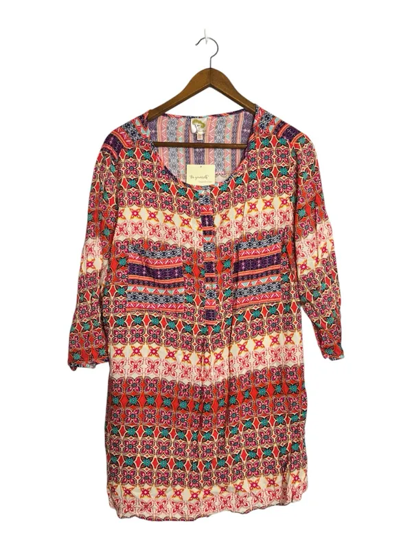 Anthro Fig & Flower Colorful Boho Festival Print Lightweight Tunic Dress - Image 2